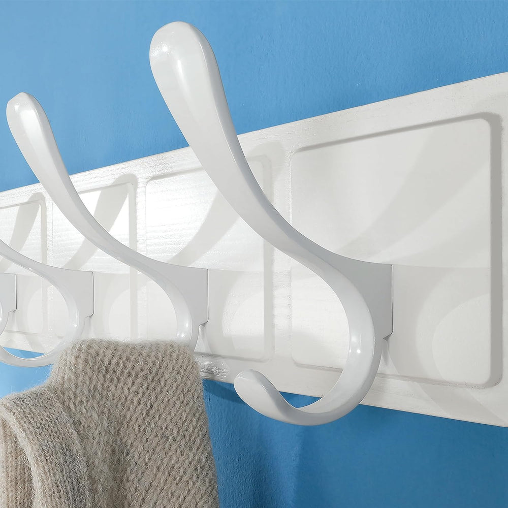 SKOLOO Scandi-Style Wooden Carved-Block Coat Hook, Wall Coat Hanger with 10 H...