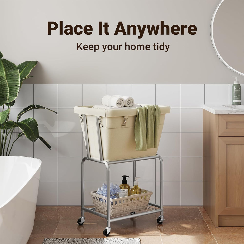 ELYKEN Rolling Laundry Hamper with Wheels, Removable Bag, Laundry Cart