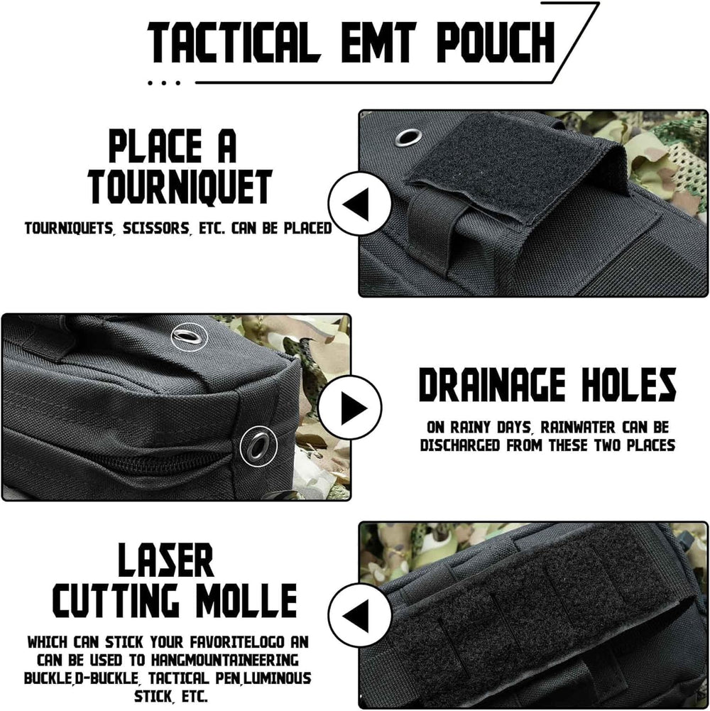 Ifak Med Trauma Kit, Black Molle Tactical Emergency First Aid Kit,Military Su...