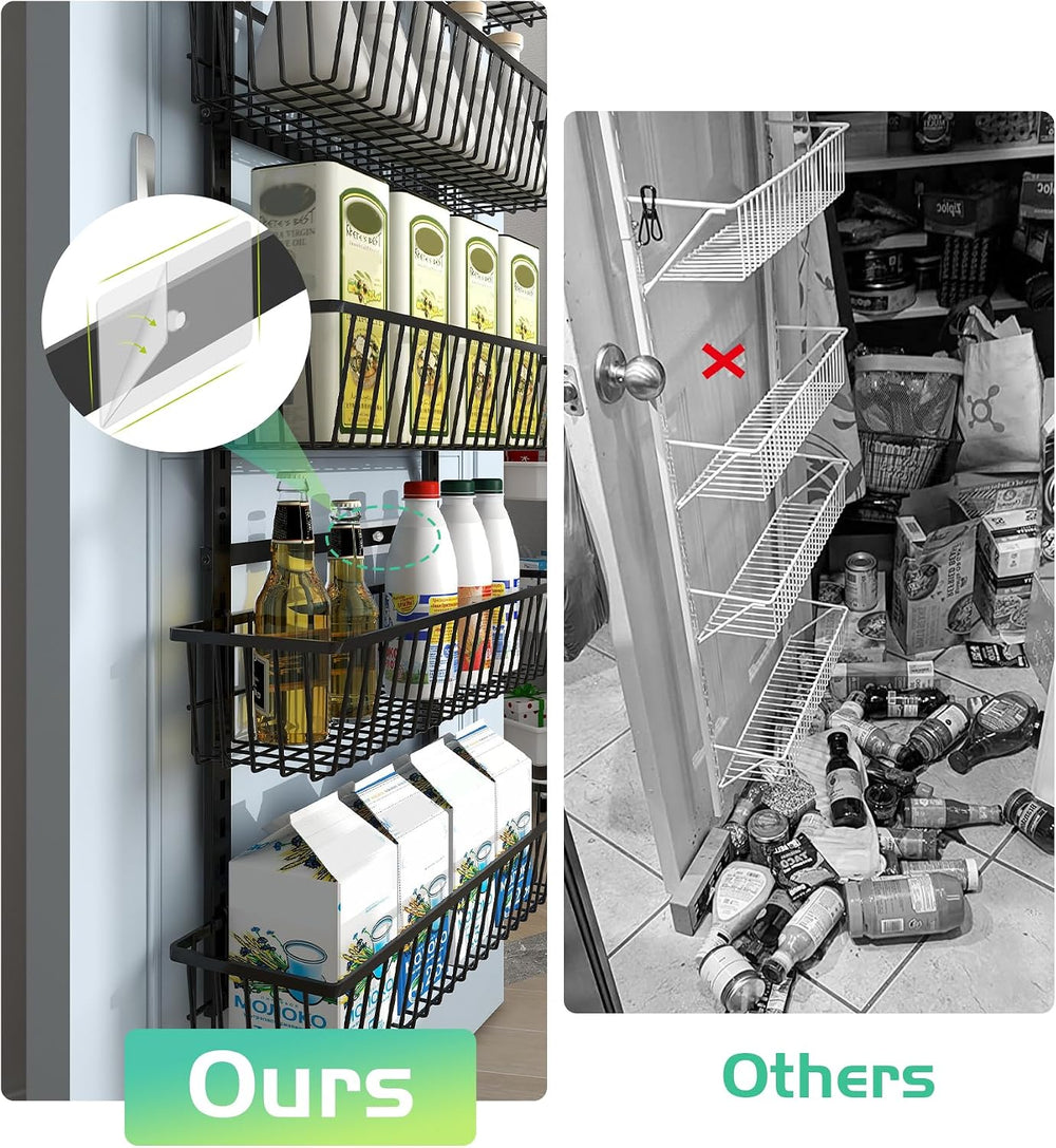 Mefirt 8-Tier Black Over The Door Pantry Organizer, Hanging Shelves