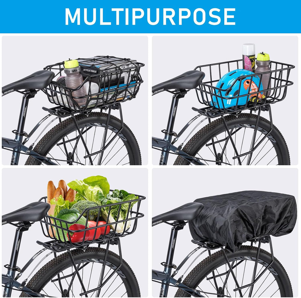 CXWXC Rear Bike Basket - Rear Mount Aluminium Bike Basket Large Capacity