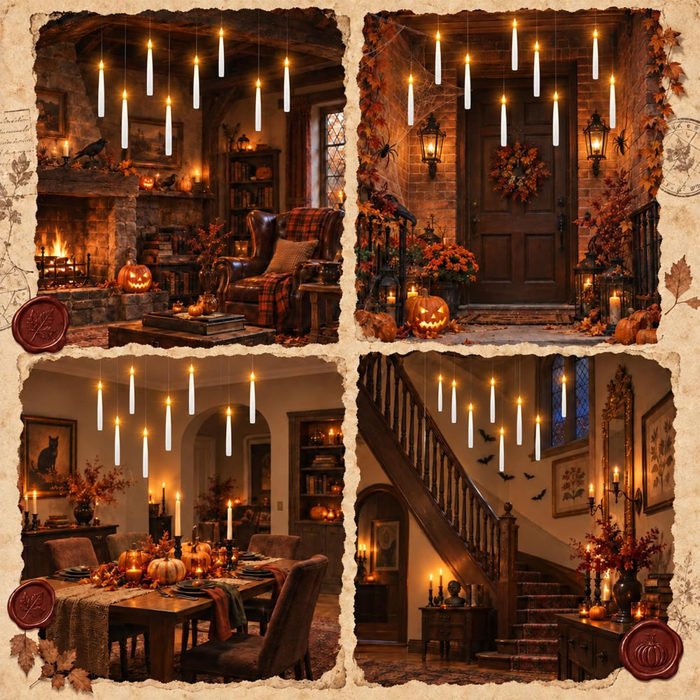 LUSHARBOR Floating Candles with Wand, Halloween Magic Flameless Candles
