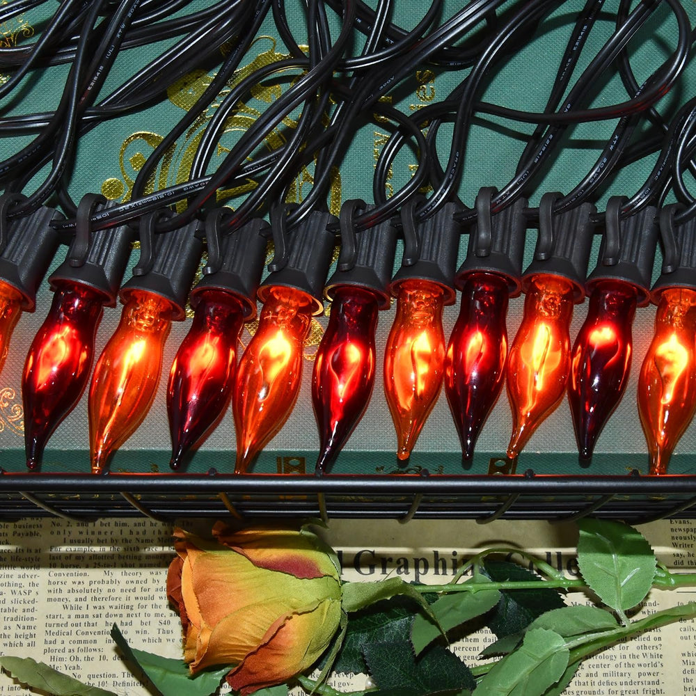 27.8Ft Orange and Purple Halloween Lights Flame String Lights, Spooky Flicker...