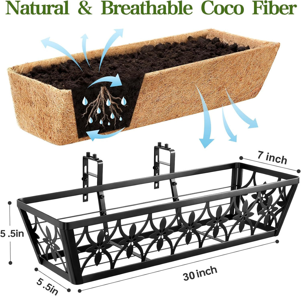 30 Inch Window Boxes Planters Railing Planter Box - 4 Pack Deck Railing Plant...