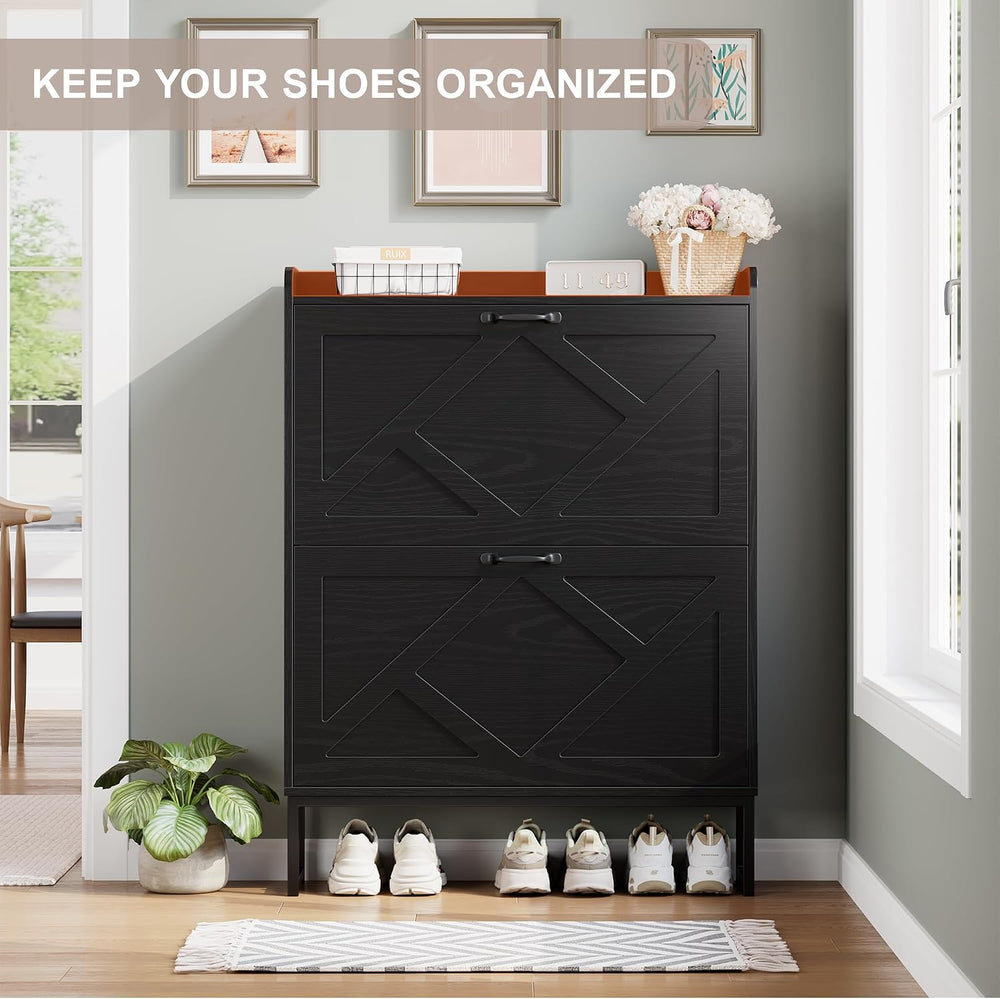 Nicetree Shoe Storage Cabinet with 2 Flip Drawers, Freestanding Shoe Organize...