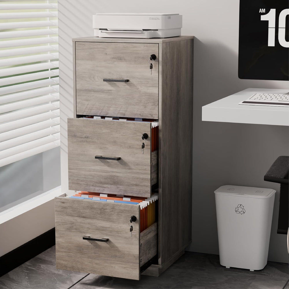 VINGLI 3 Drawer File Cabinet with Lock, Home Office Filing Organizer, for Let...