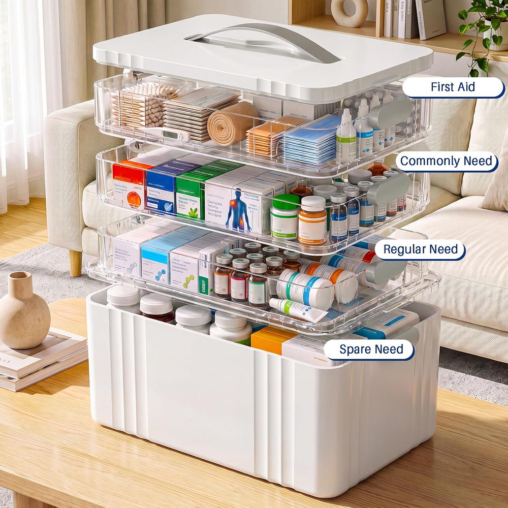 4-Tier Medicine Organizer - Multipurpose Medicine Cabinet Storage Box