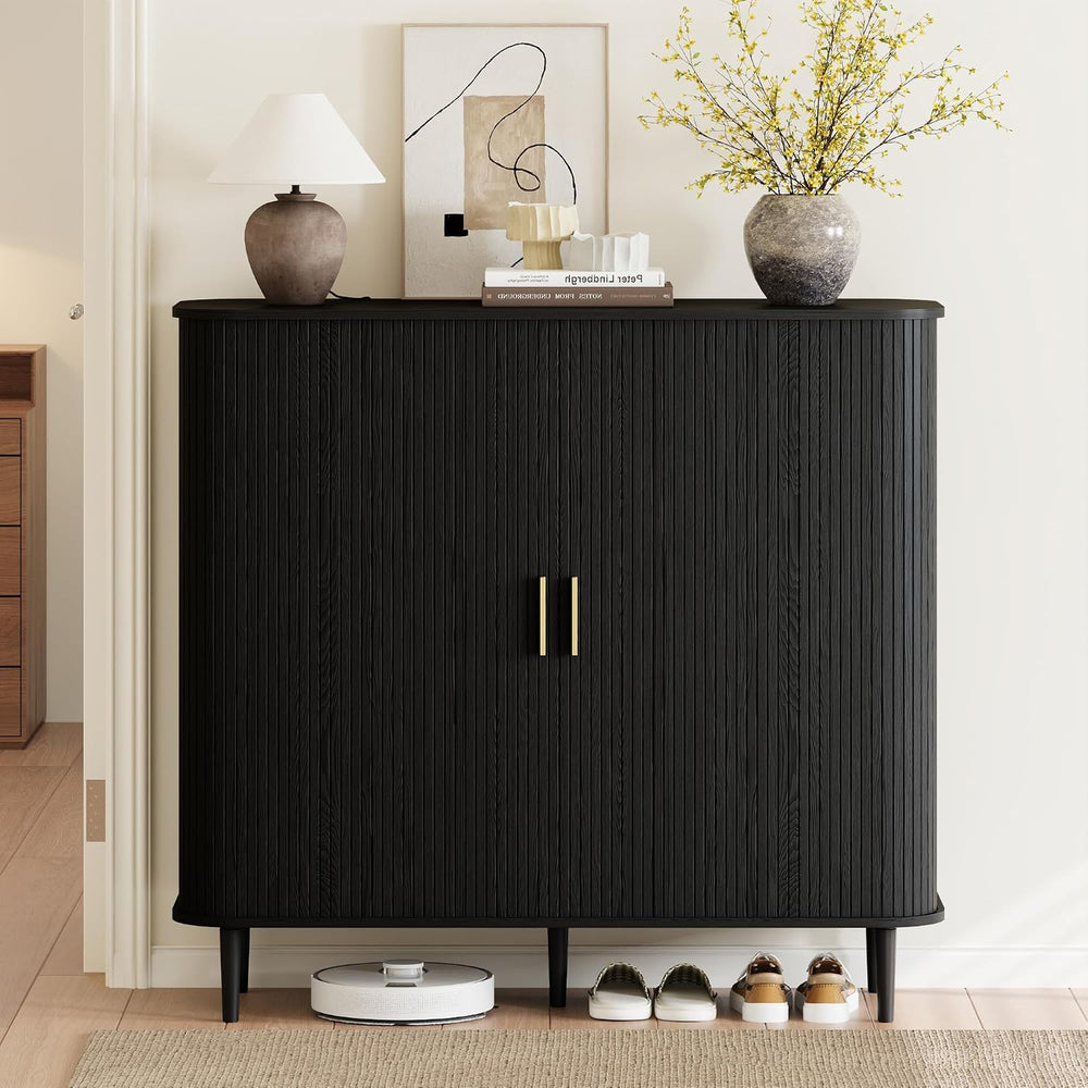 DHH Shoe Storage Cabinet with Sliding Door, 6-Tier Shoe Cabinet with Adjustab...