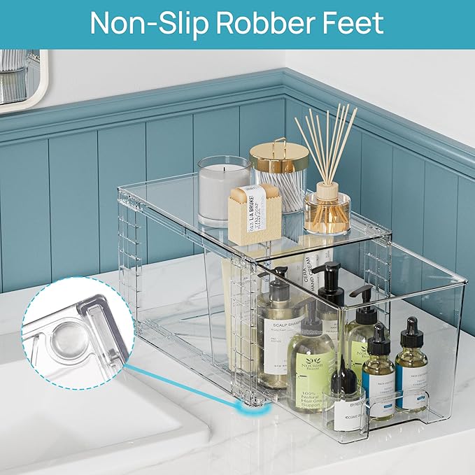 Vtopmart 8 Pack Clear Stackable Storage Drawers, Plastic Drawers