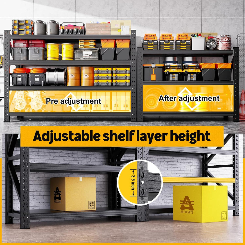 2-Pack 5000LBS Heavy Duty Storage Shelves, 4 Tier Garage Shelving Metal Shelv...