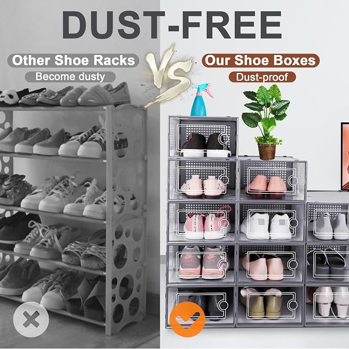 Kuject Large Shoe Organizers Storage Boxes (12 Pack)