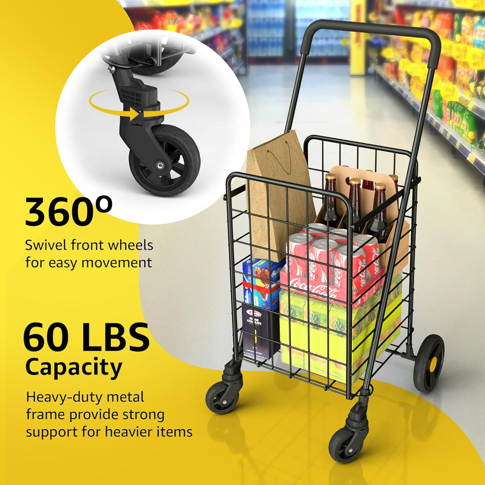 Our Modern Space Shopping Cart & 360° Swivel Wheels | Foldable Collapsibl...