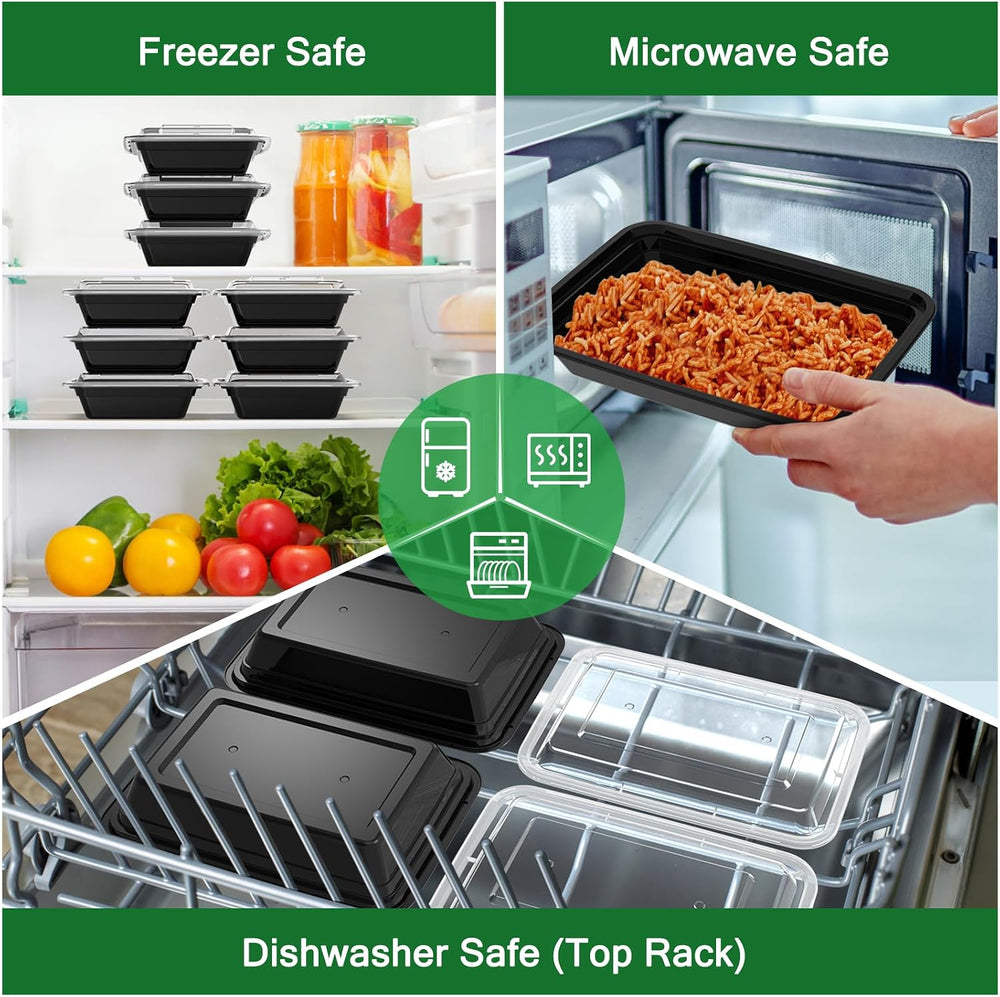 Dealusy 50 Pack (100-Piece) 28 oz Meal Prep Containers Reusable with Lids