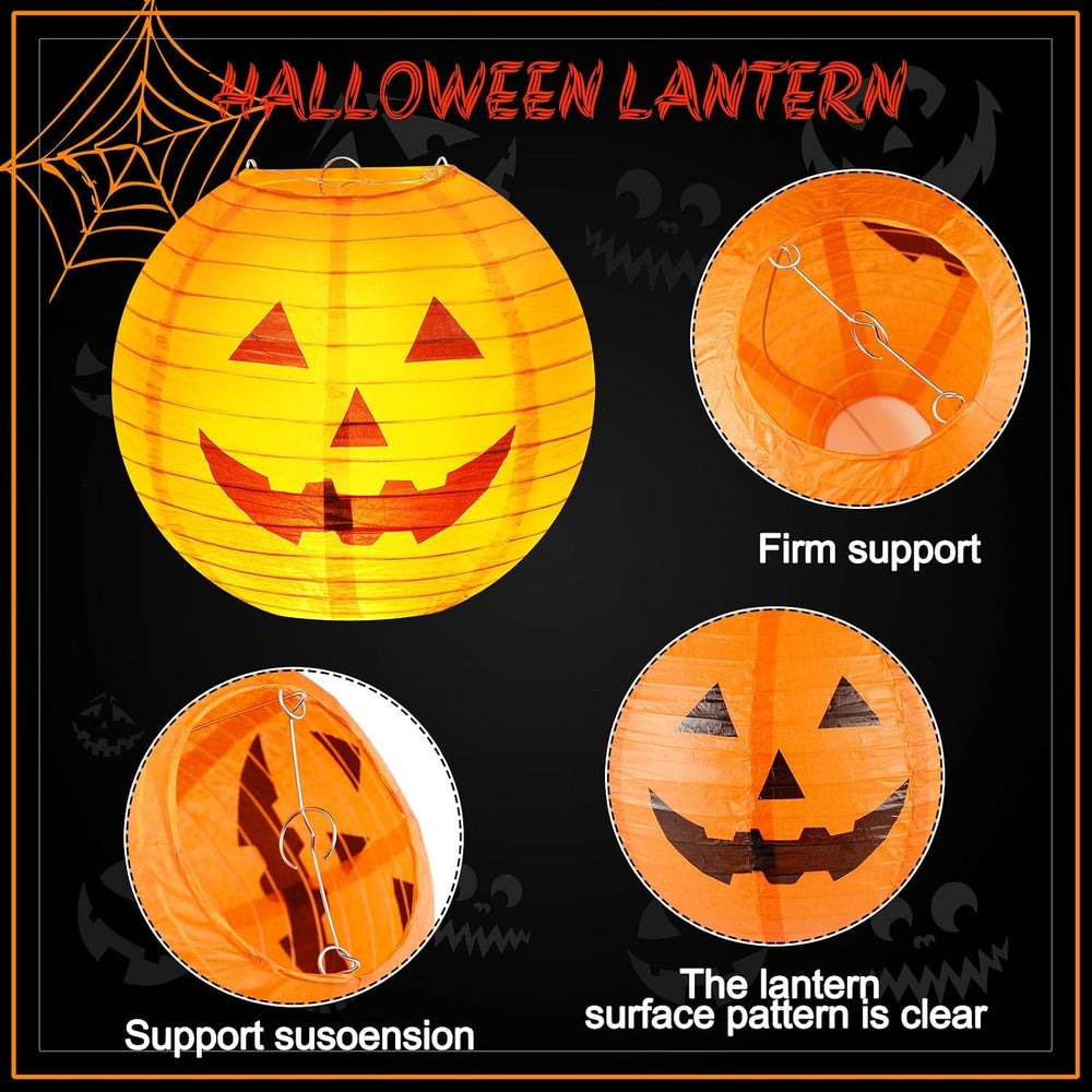 Retisee 20 Pcs 10 Inch Halloween Pumpkin Paper Lanterns Jack O Lantern