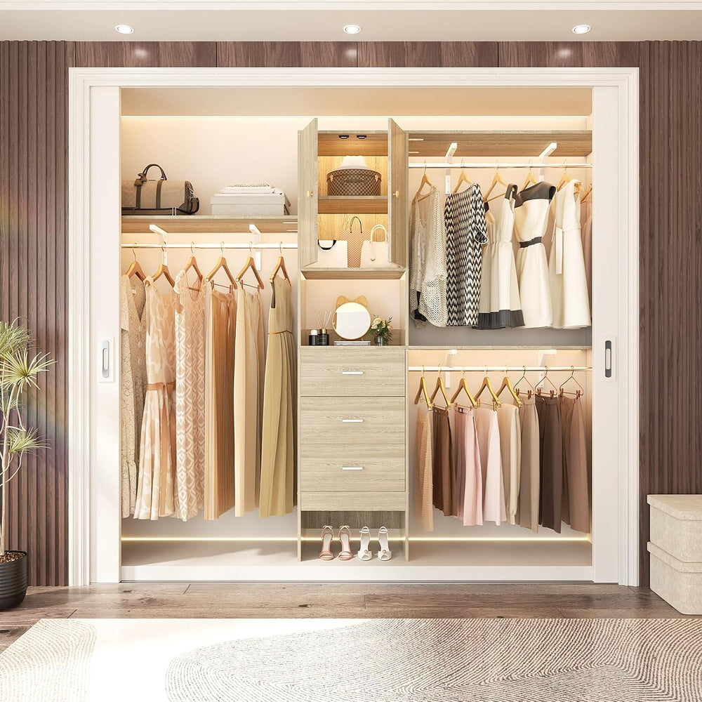 Armocity 96 Inches Closet System with Doors, 8FT Walk In Closet Organizer wit...