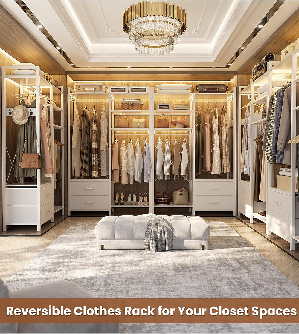 78.7'' Clothes Rack for Hanging Clothes - Reversible Clothing Rack wi...
