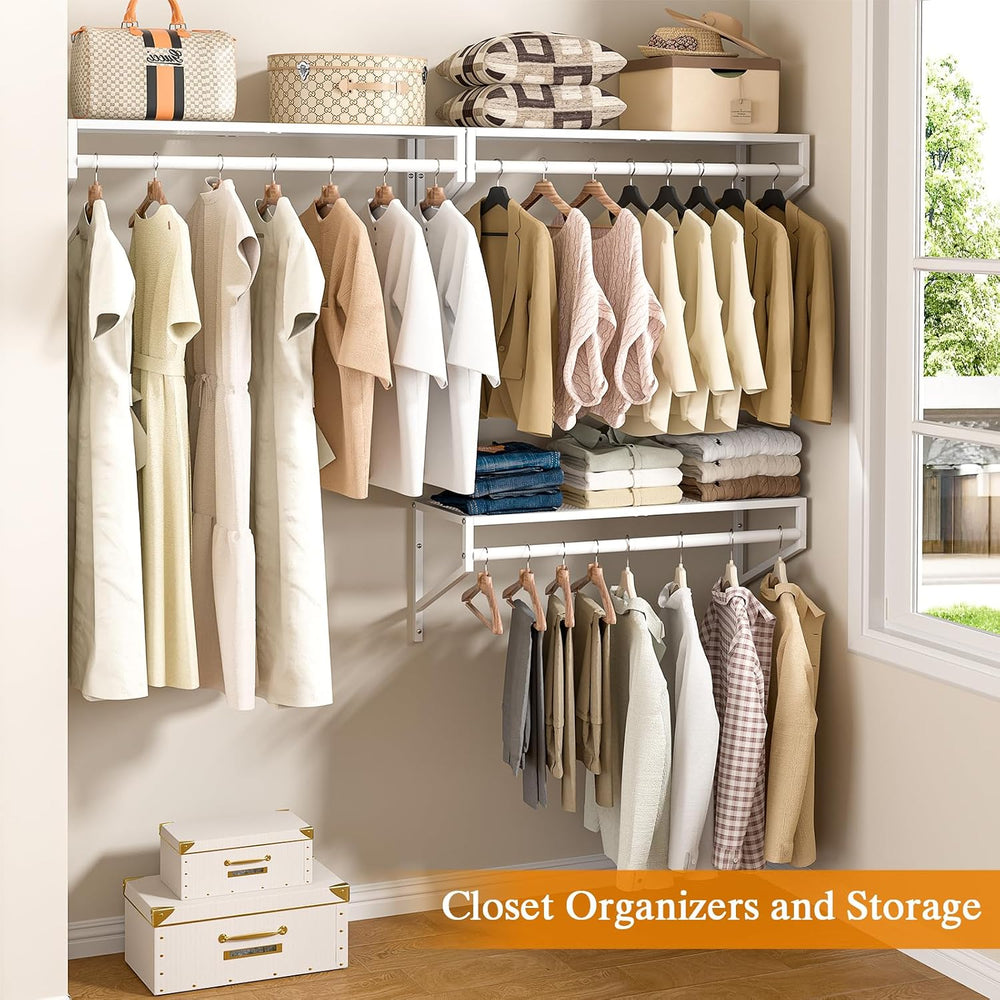 ThreeHio 3 Pack Closet Shelves Wall Mounted, 2.7 ft x 11.8in Wire Closet Shel...