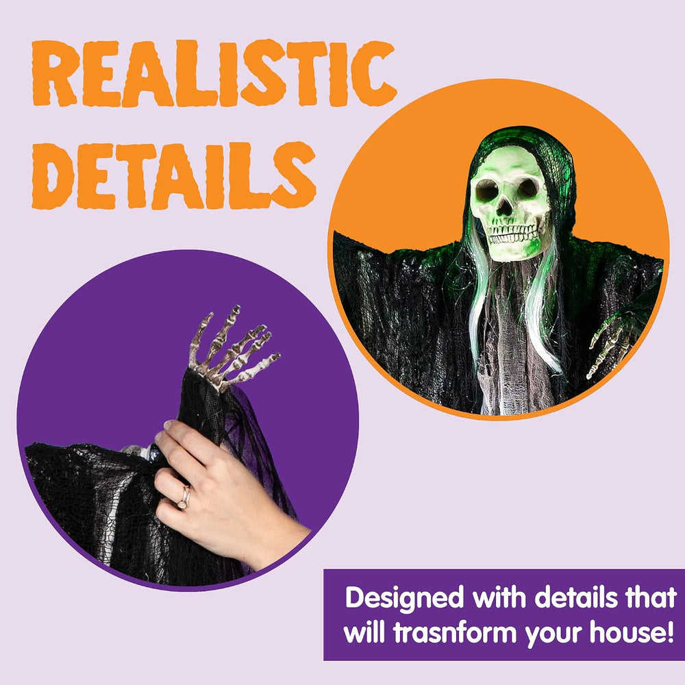 JOYIN 3 Pack Hanging Halloween Skeleton Ghosts Decorations, Grim Reapers for ...