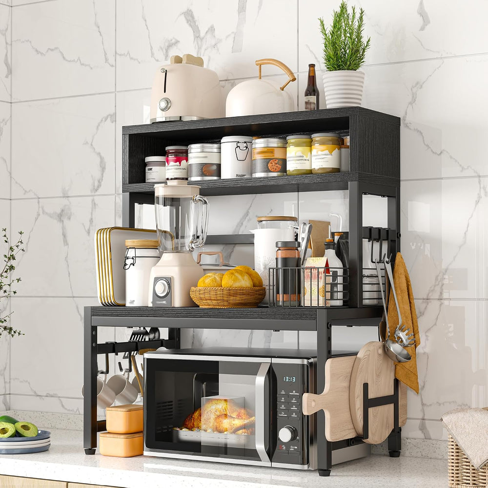 EnHomee 4-Tier Microwave Stand Countertop, Microwave Shelf With Storage