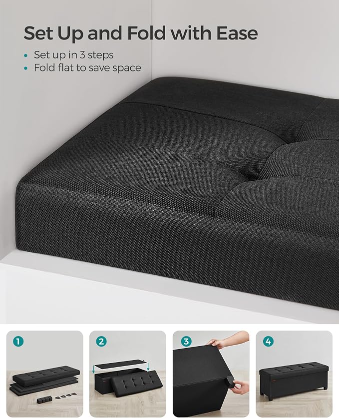 SONGMICS Storage Ottoman Bench, Foldable Foot Rest