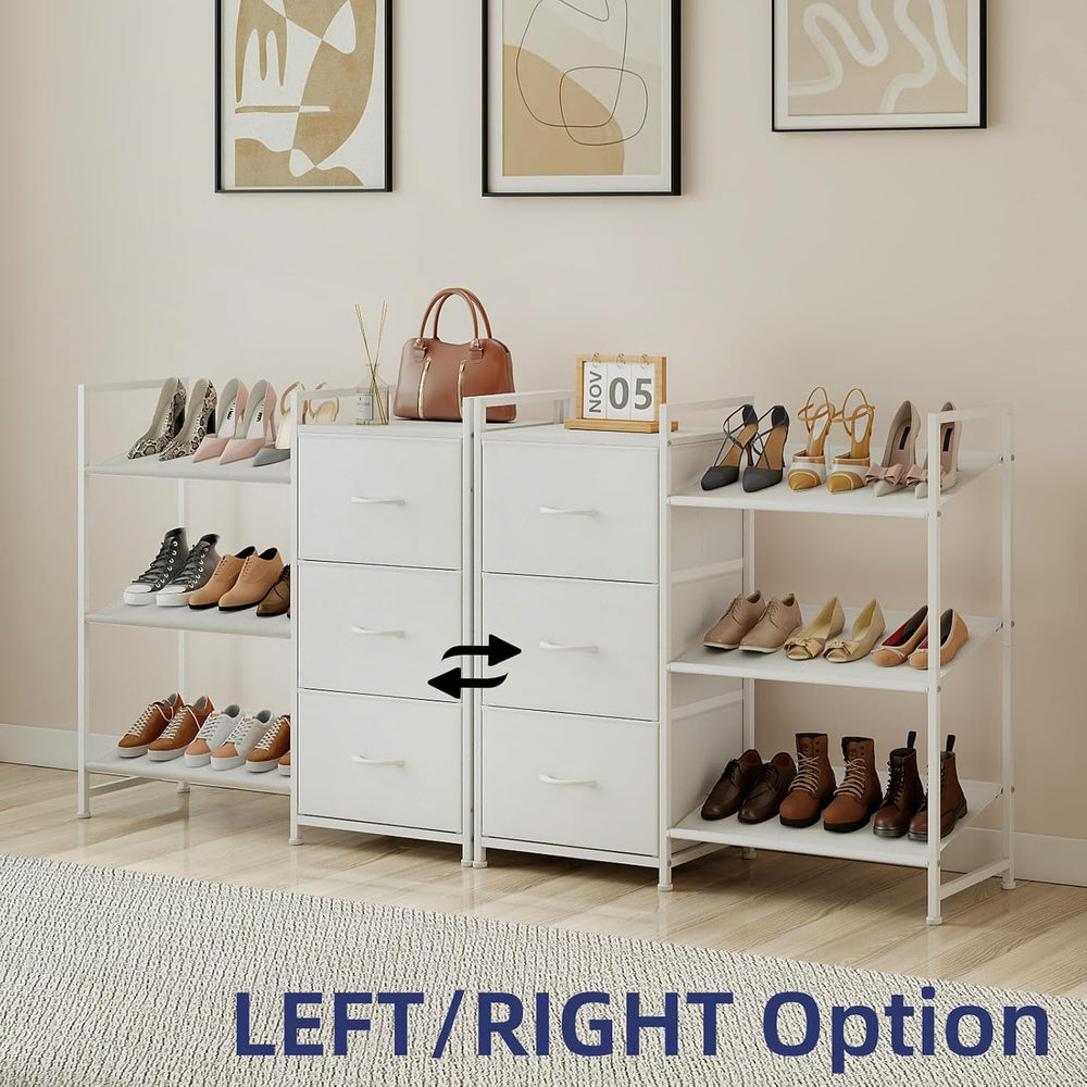 Somdot Shoe Rack, 3 Tier Shoe Organizer with 3 Drawers, Shoe Storage Shelf