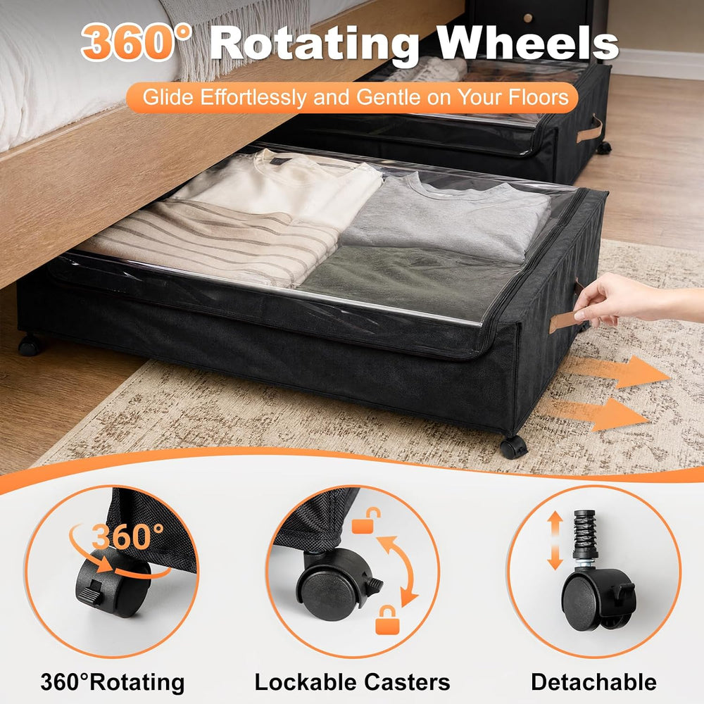 100L Extra Large Under Bed Storage with Wheels, 9.5" Extra Tall Storage Box