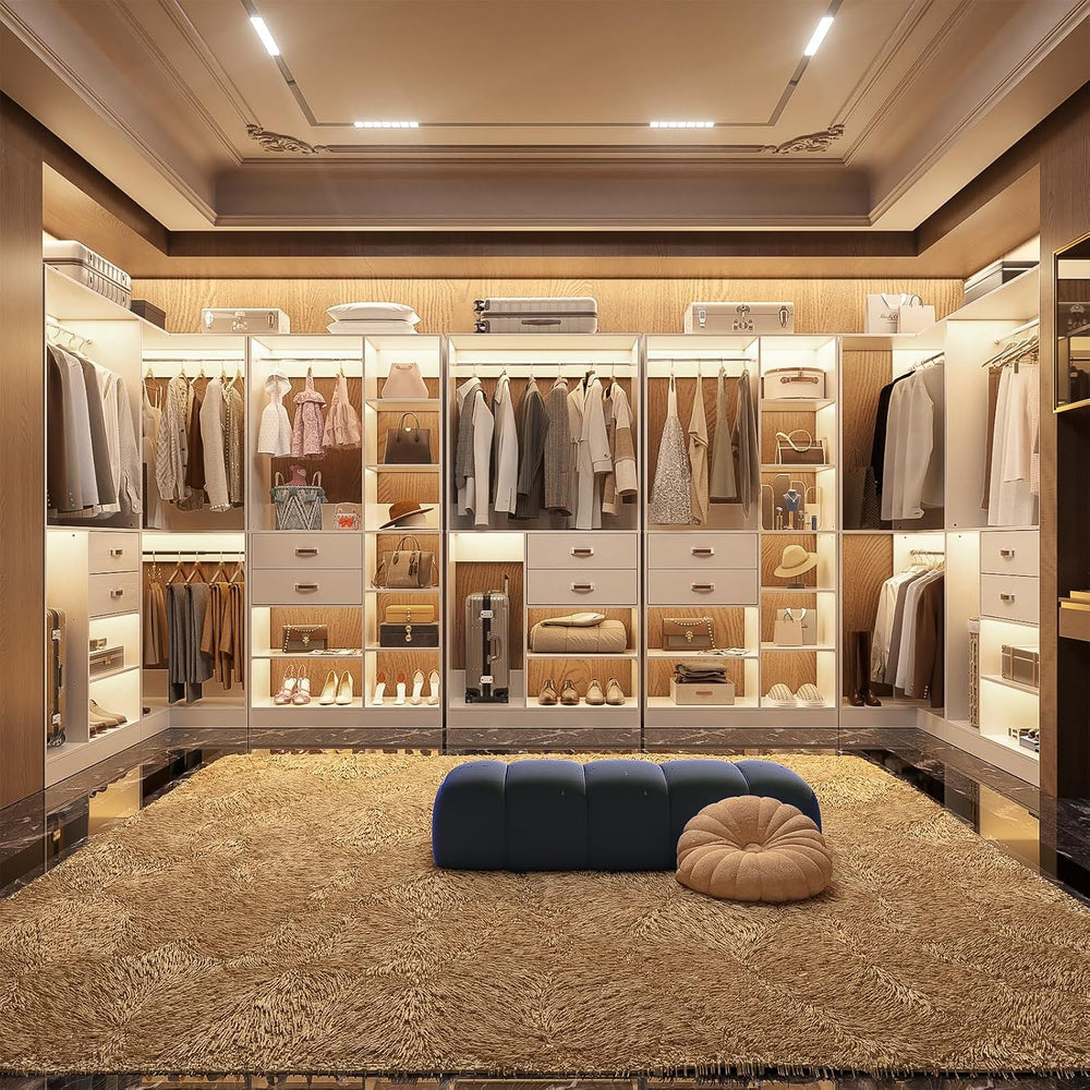 Armocity Freestanding Closet System with 3 Sets, 110'' Reversible Sta...