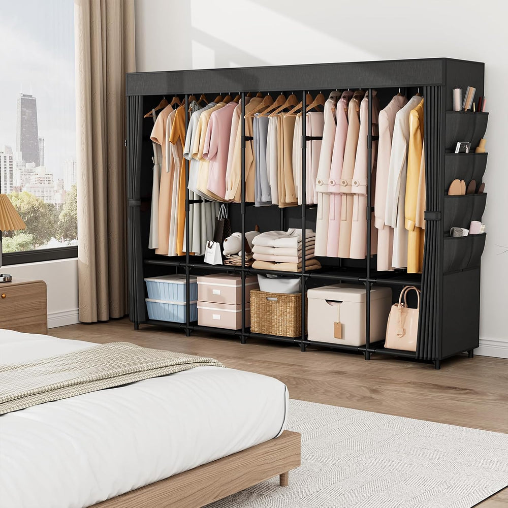 Portable Closet Storage, Portable Wardrobe Closet Organizer Clothes Rack wtih...