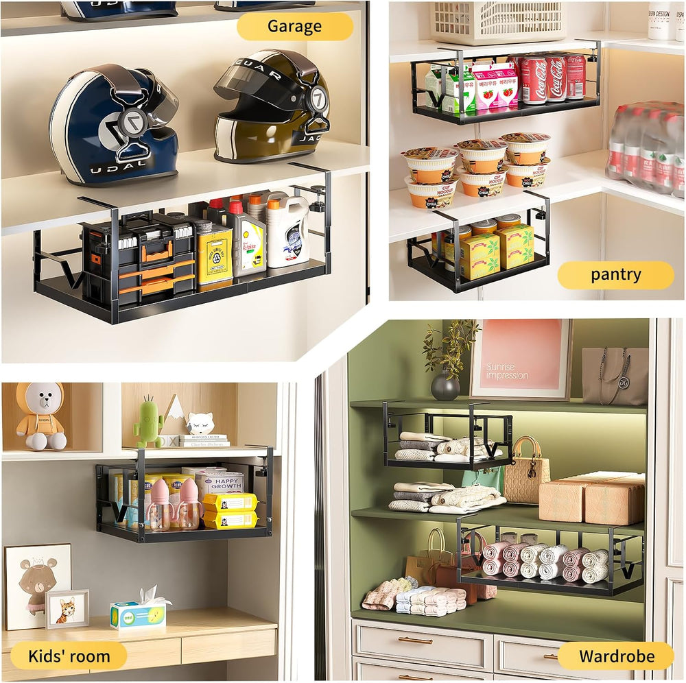 PrueBox Under Shelf Storage Basket Organizer Adjustable Heavy Duty Hanging