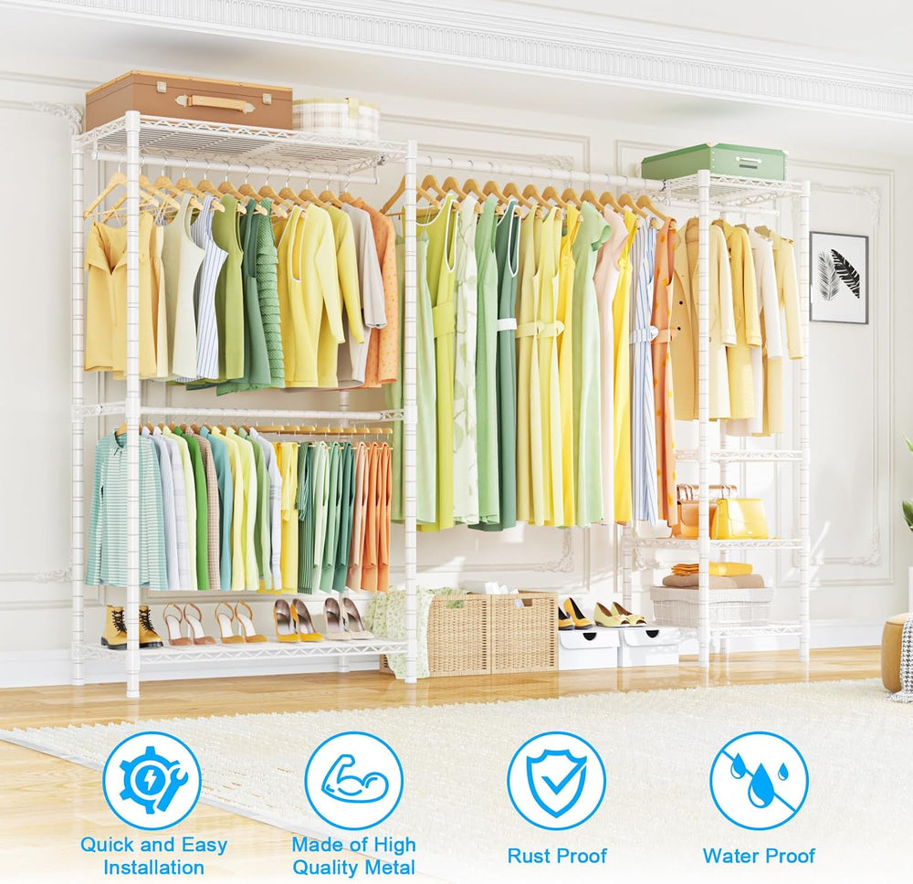 Ulif E10 Clothes Rack（With Stretchable Hanger Rod）Freestanding Clothing Racks...