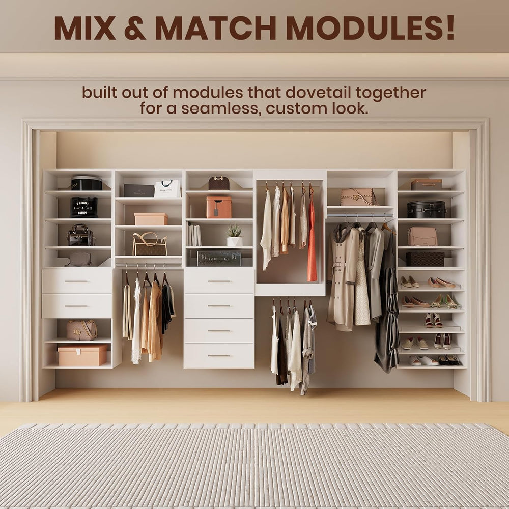 ROOMTEC Modular Closet System, 66" Wall Mounted Modern Closet Organizer ...