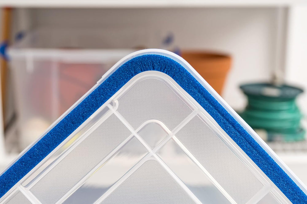 IRIS USA 2-Pack 44 Qt Storage Bins with Gasket Lids, Clear/Blue