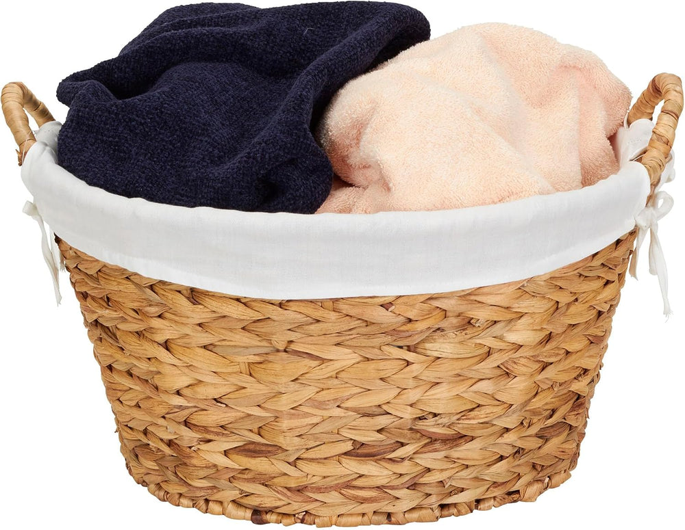 Household Essentials Round Wicker Laundry Basket with Handles, Whimsical Wate...