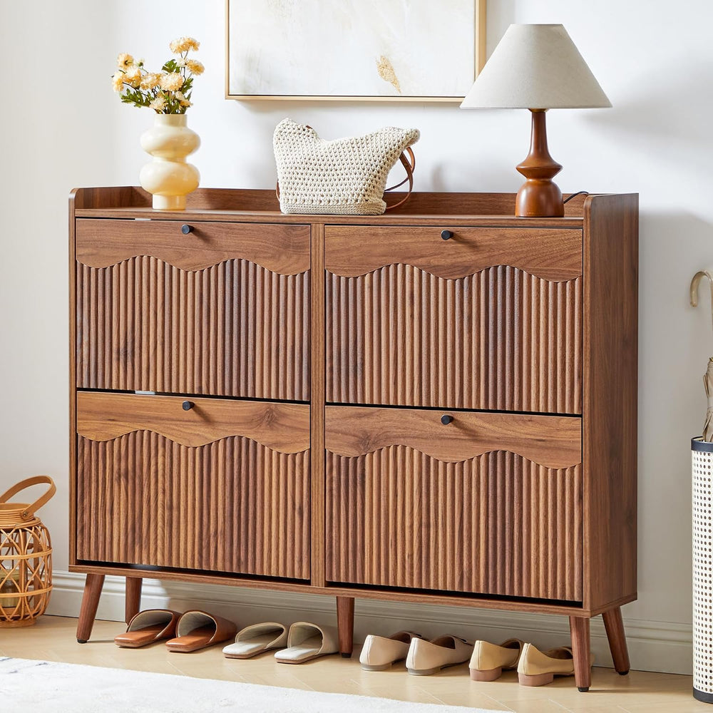 BERRYMERRY 47.2” Wide Shoe Storage Cabinet for Entryway with 4 Flip Drawers