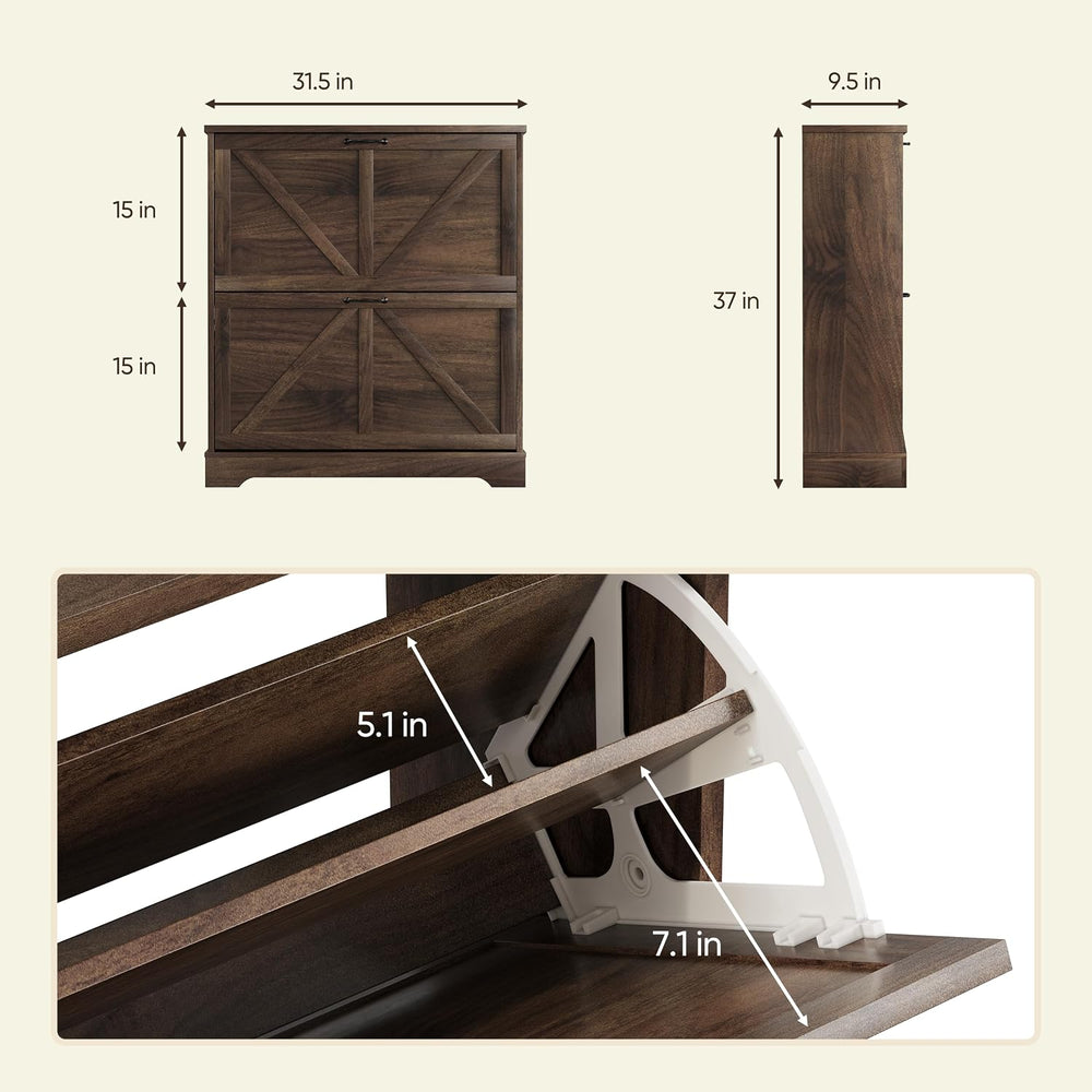 Semiocthome Farmhouse Shoe Storage Cabinet with 2 Flip Drawers, 31.5"(W)...