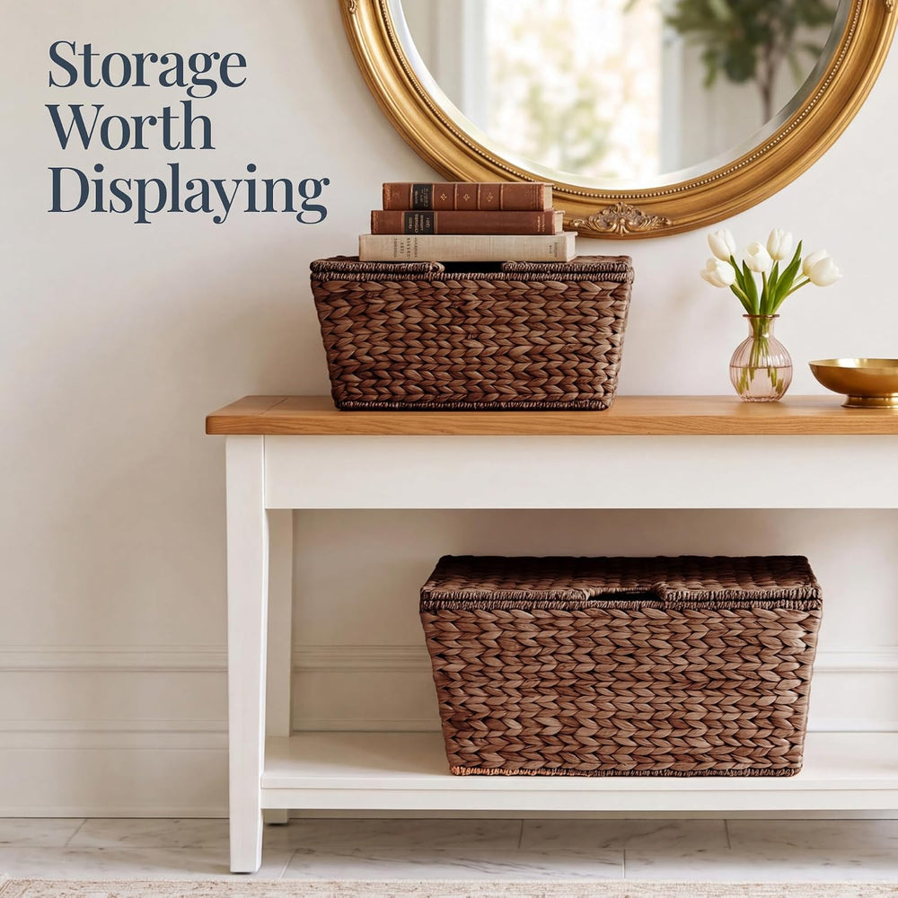 Best Choice Products Set of 2 X-Large & Medium Woven Storage Baskets W/Li...