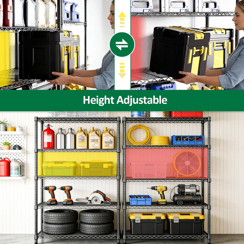 IZEUK 5-Tier Heavy Duty Metal Storage Shelving Unit, Adjustable Steel Wire Ra...