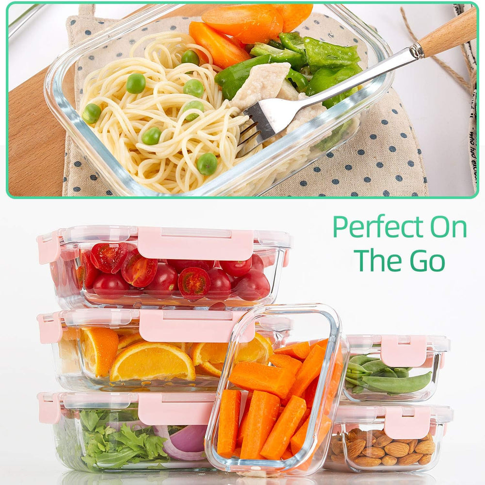 C CREST [10 Pack] Glass Meal Prep Containers, Food Storage Containers with Li...