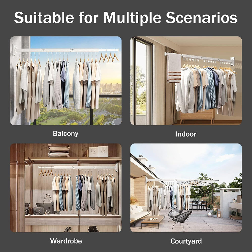 Wall Mounted Foldable Clothes Drying Rack, Heavy Duty 3-Fold Laundry Airer wi...