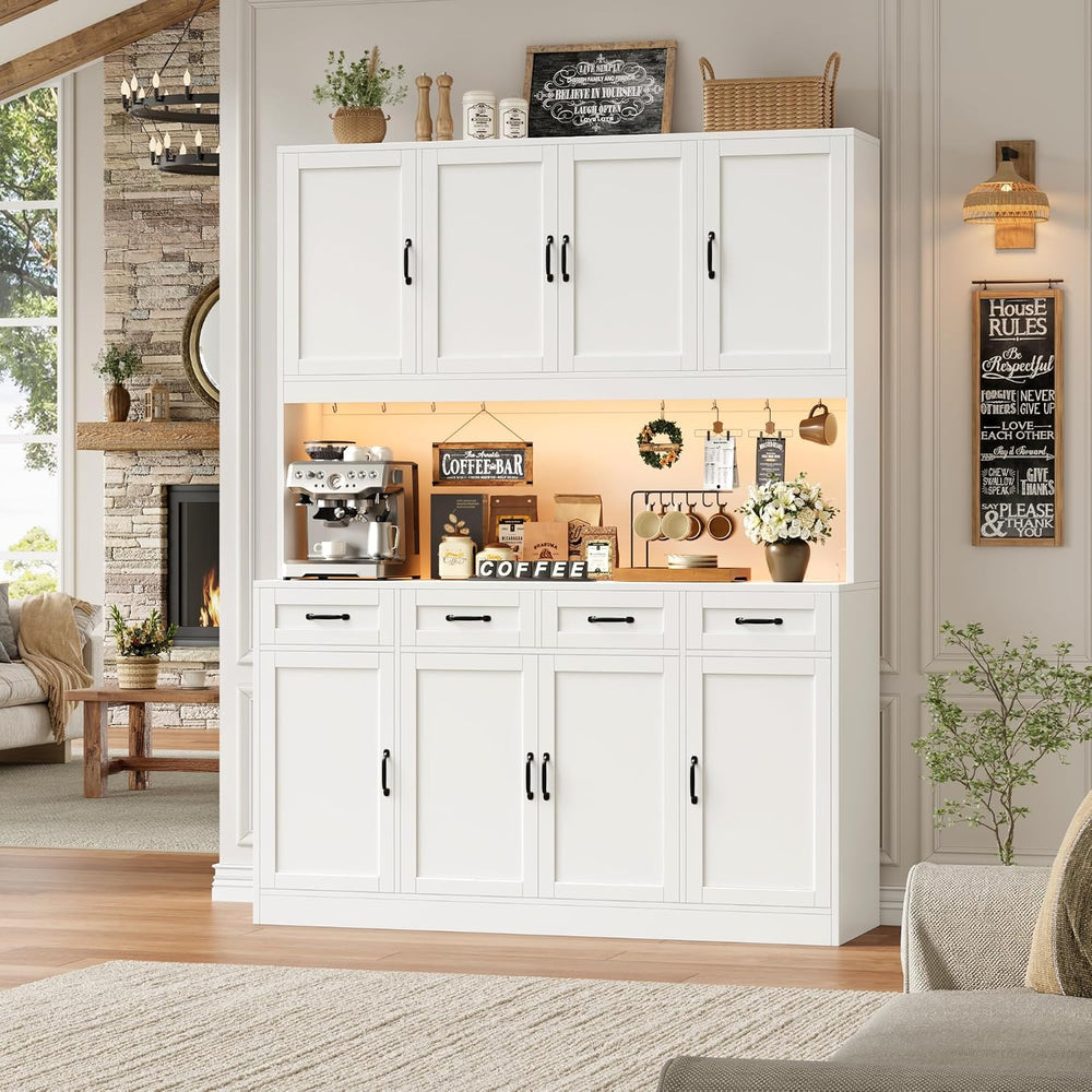 HITHOS 59"W Kitchen Pantry Storage Cabinet, 73" Large Hutch Cabinet...