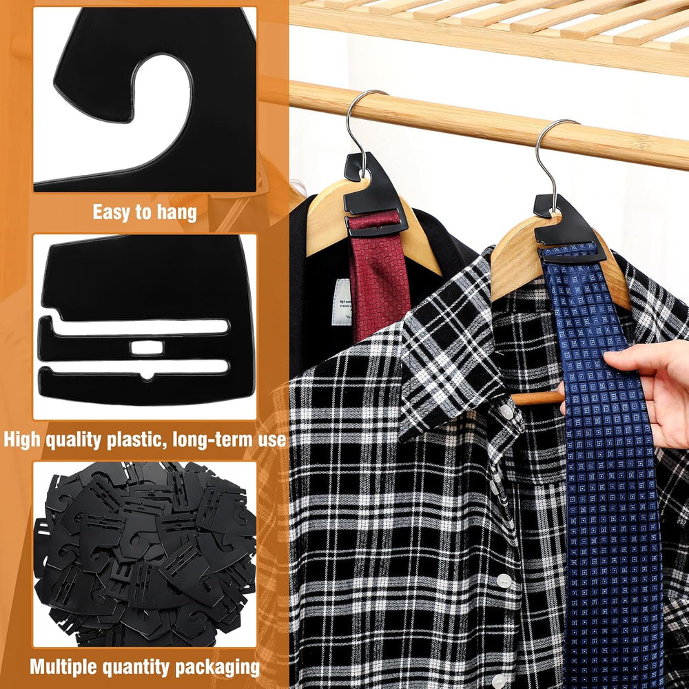 200 Pcs Tie Hangers, Plastic Neck Tie Holders for Display, Black Necktie Hook...