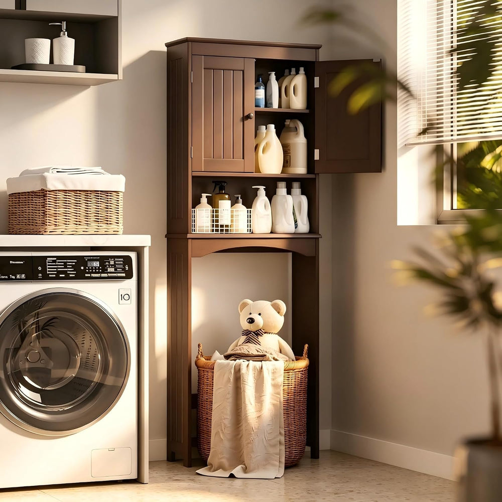 Bealife Over The Toilet Storage Cabinet with Open Shelf - Espresso
