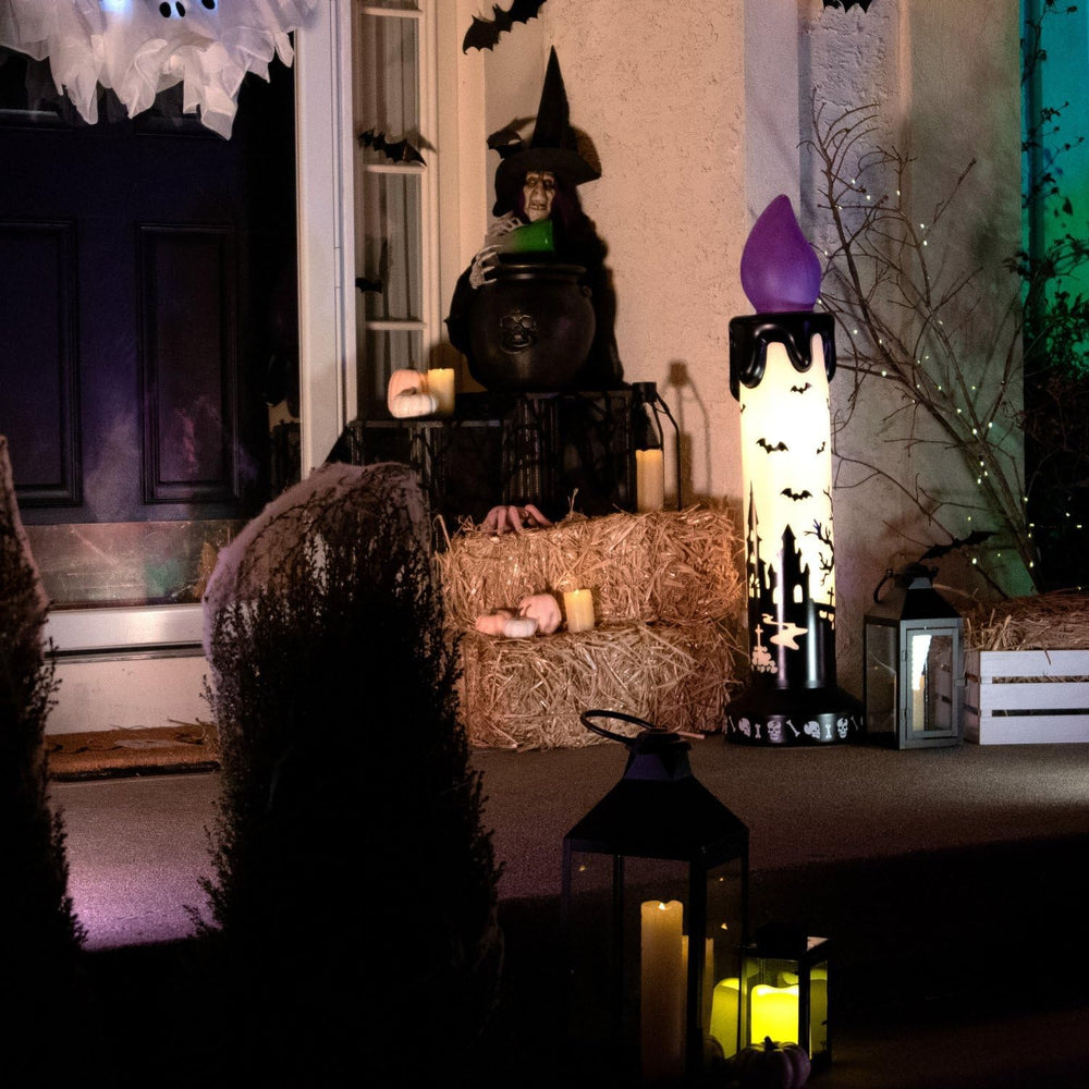 Haunted Hill Farm 3.3-Ft. Purple-Wick LED Candle Blow Mold for Halloween