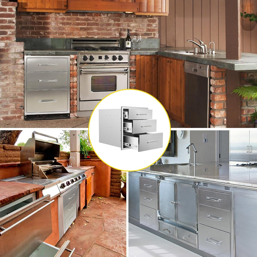 Outdoor Kitchen Drawers 18" W x 21" H x 23" D Flush Mount Trip...