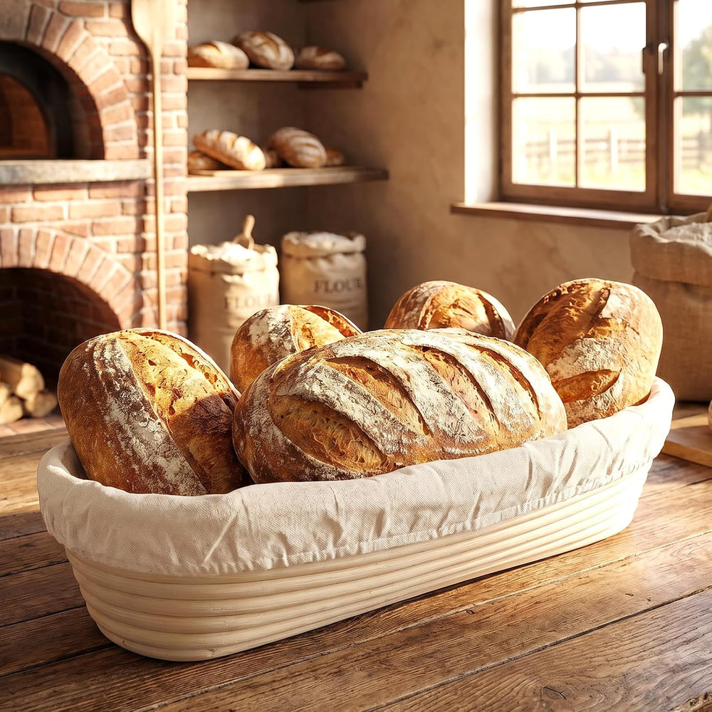 2 Pack 13 Inch Oval Bread Proofing Basket,Banneton Basket Bread Baking Bowl w...