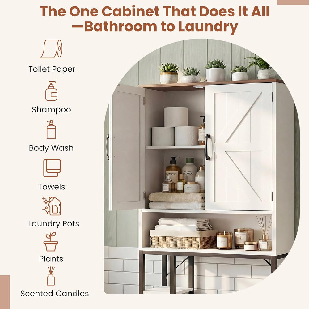 Over The Toilet Storage Cabinet,31" W Bathroom Organizer, White