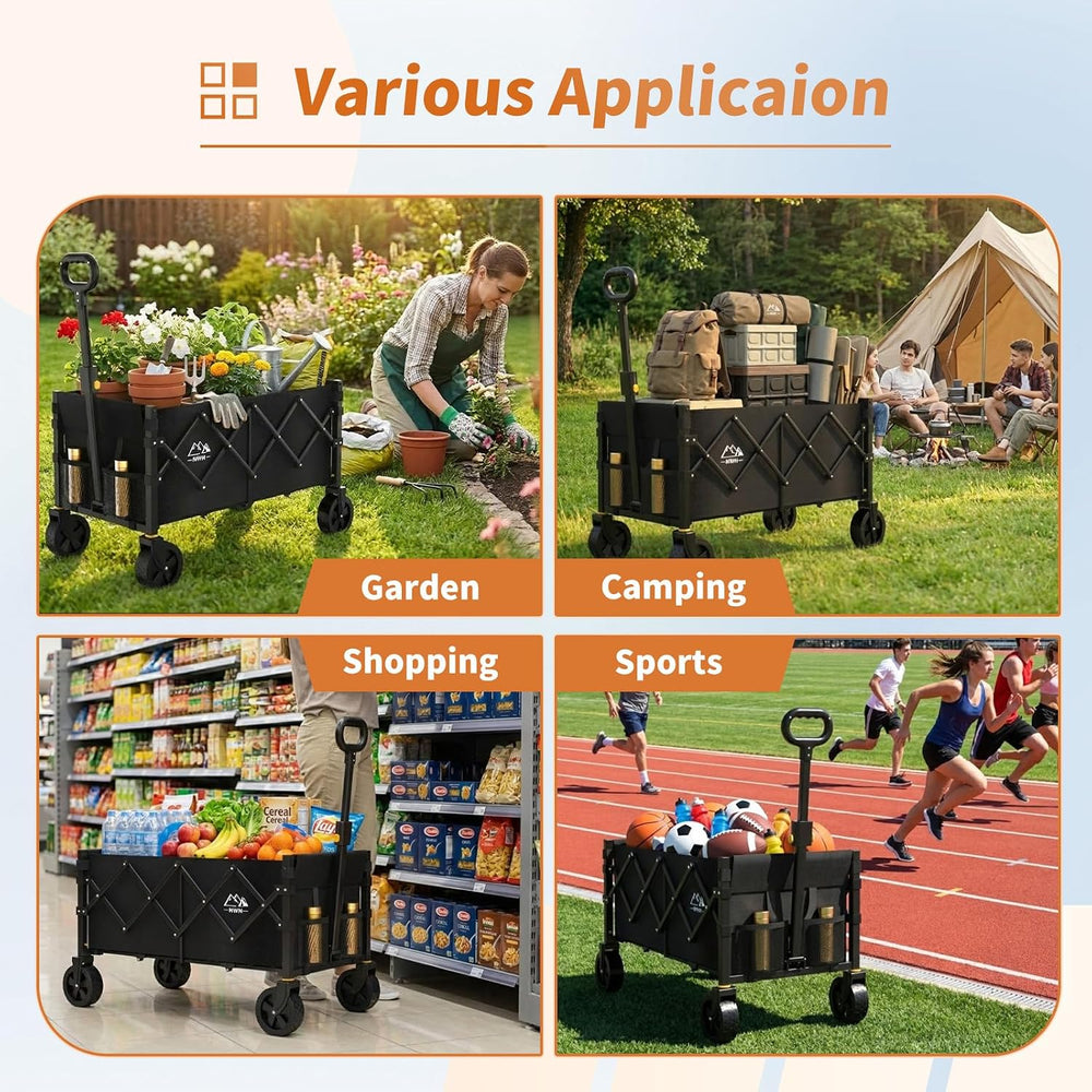 NWH 34'' Extra Long Collapsible Wagon, 380lbs Large Capacity Folding ...