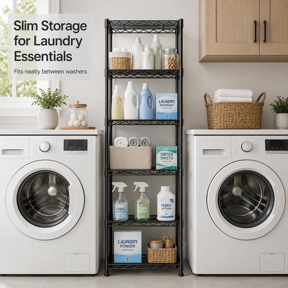 GRANNY SAYS 6-Tier Narrow Storage Shelves for Small Spaces, 15.8" W Meta...