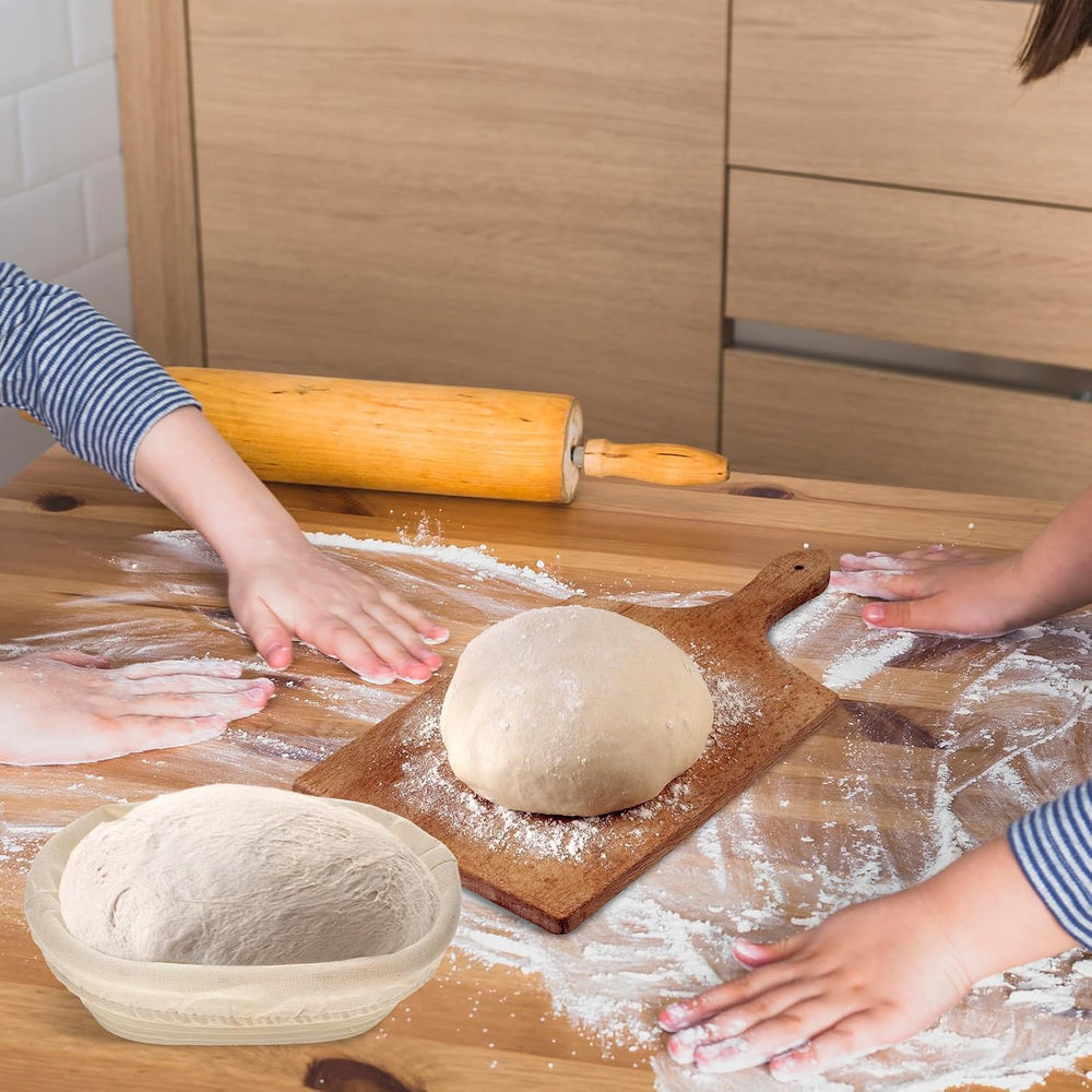 6 Set 6 Inch Oval Banneton Bread Proofing Basket Dough Proofing Bowls Kit wit...