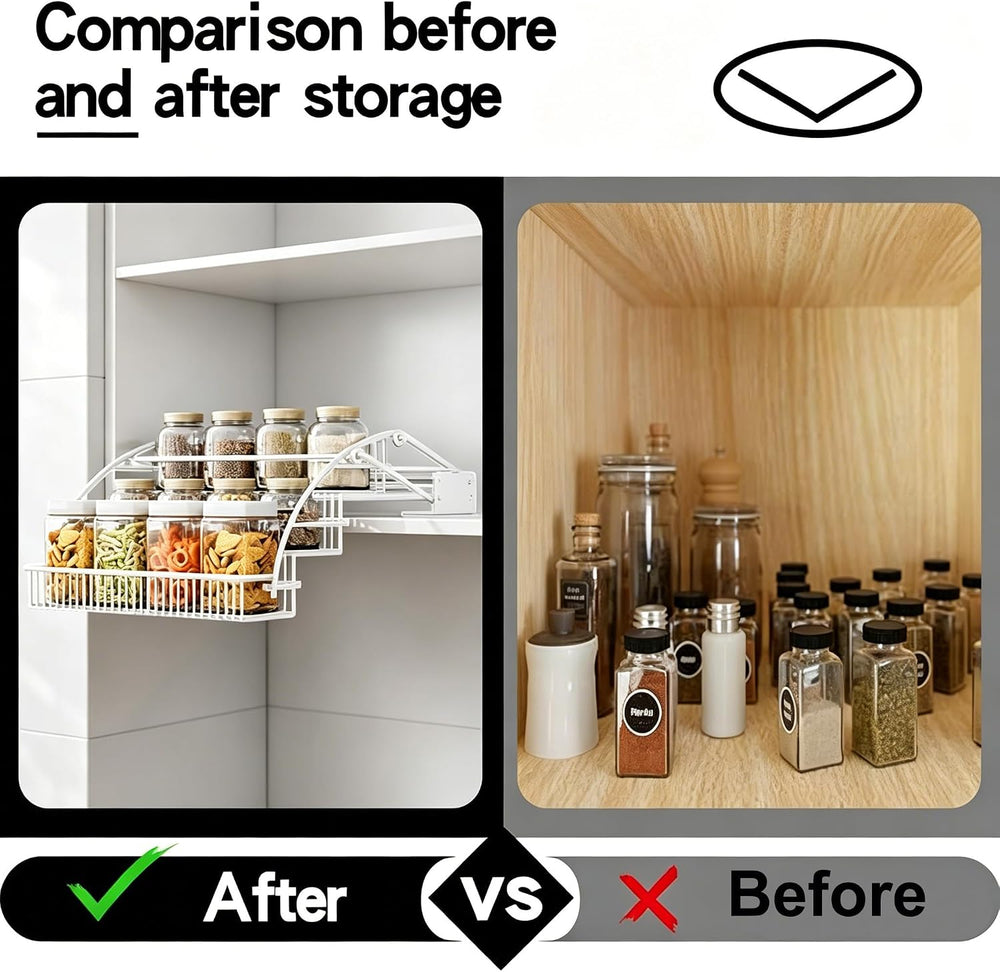 3-Tier Pull Down Spice Rack Organizer Expandable Pull-Out for Upper Cabinet